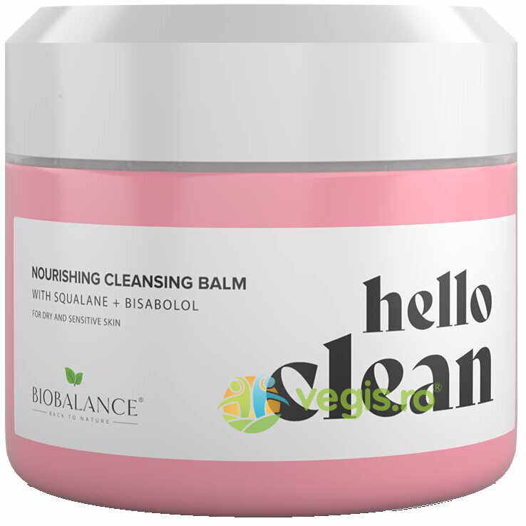 Balsam de Curatare Faciala 3in1 pentru Ten Sensibil sau cu Roseata cu Squalane si Bisabolol Hello Clean 100 ml