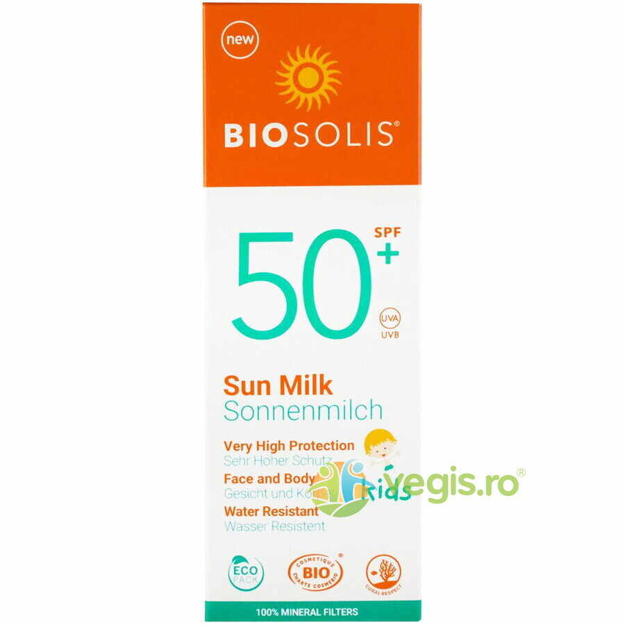 Lapte de Soare cu Protectie Solara pentru Copii SPF 50+ Biosolis Ecologic/Bio 100ml