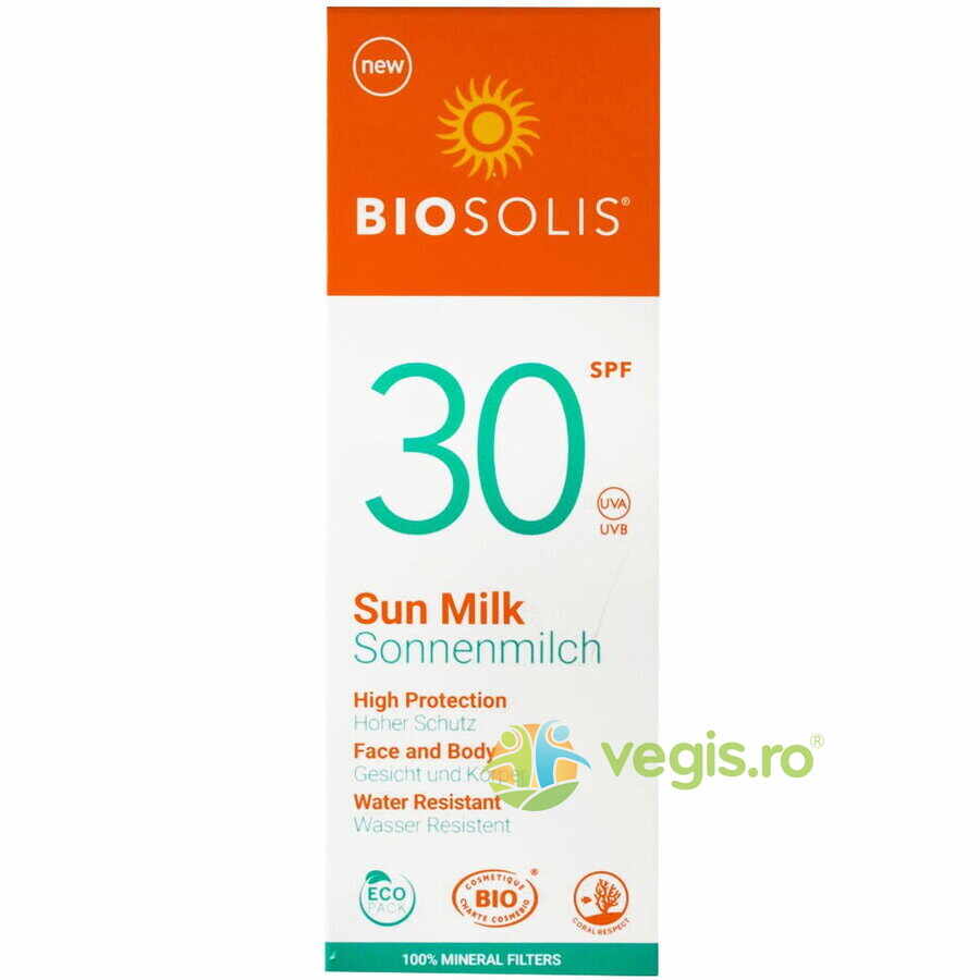 Lapte de Soare cu Protectie Solara SPF 30+ Biosolis Ecologic/Bio 100ml