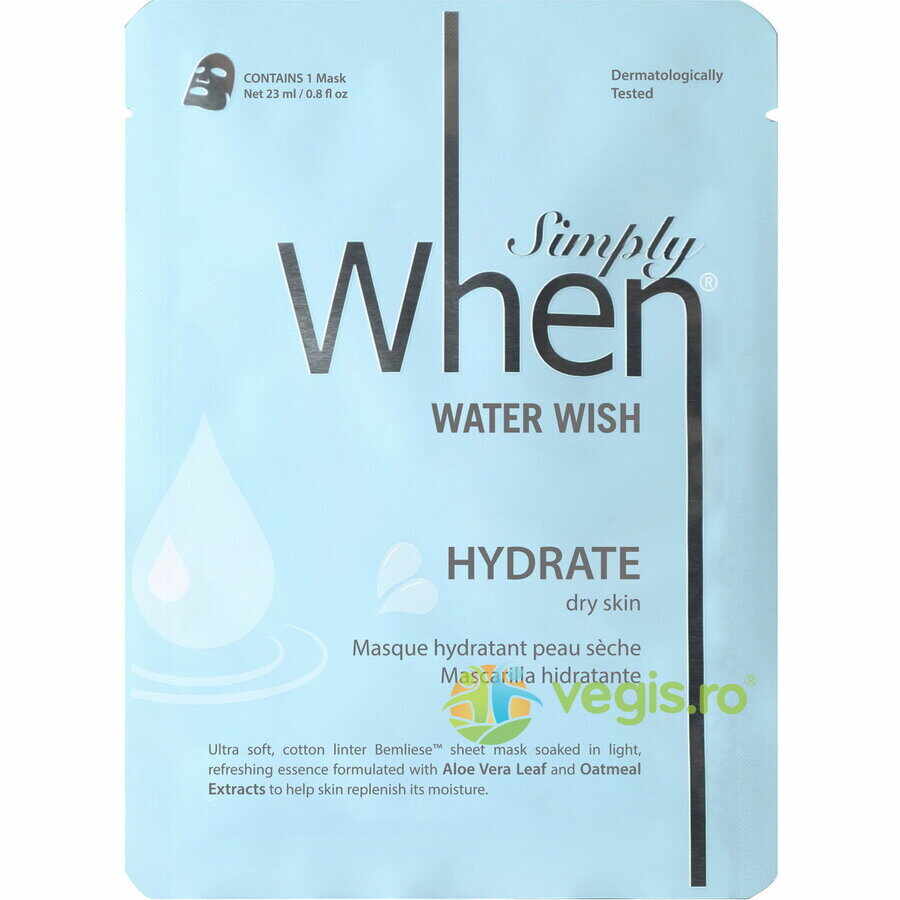 Masca Hidratanta pentru Ten Uscat cu Acid Hialuronic si Aloe Vera Water Wish 23g