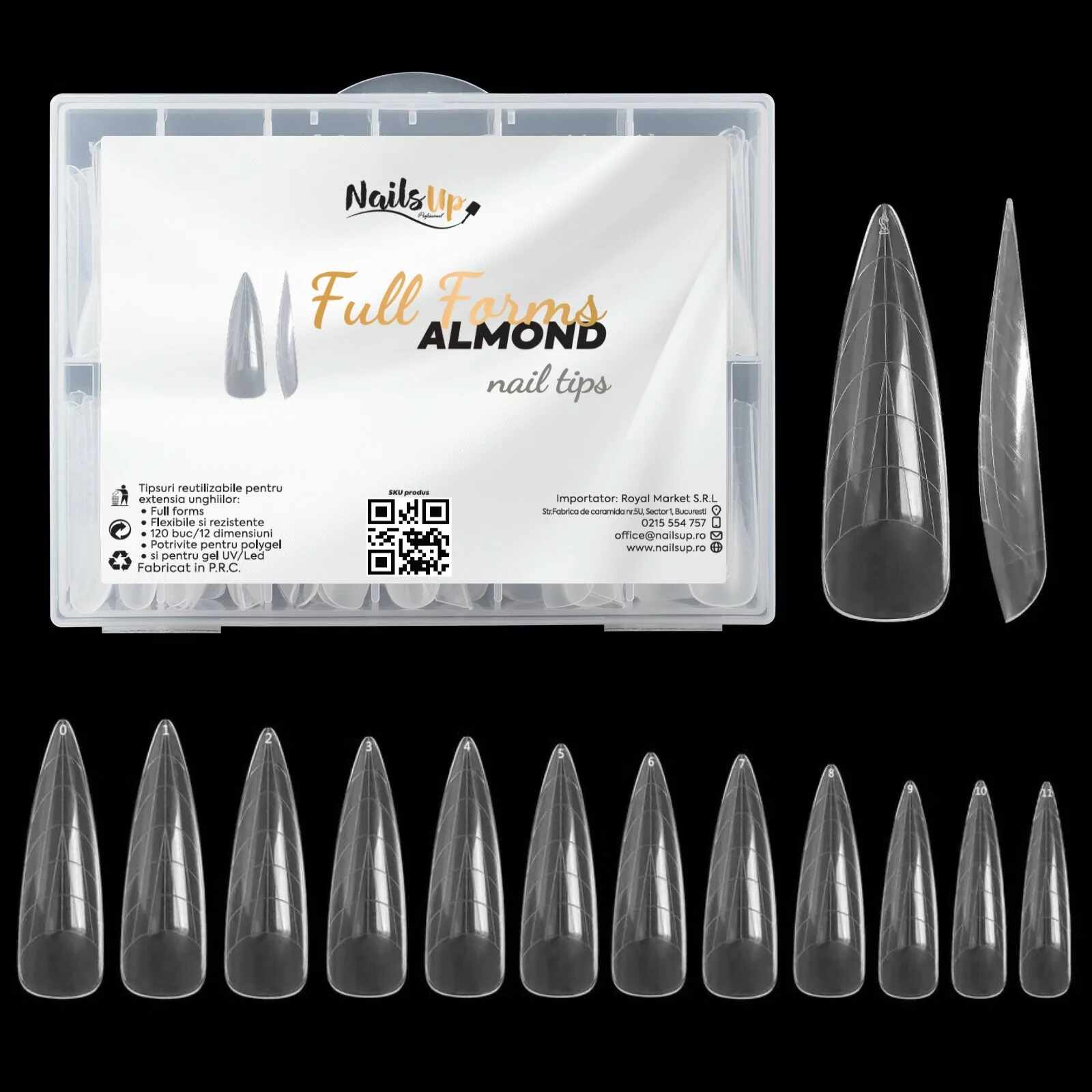 Tipsuri Reutilizabile NailsUp Full Forms Almond 120Buc
