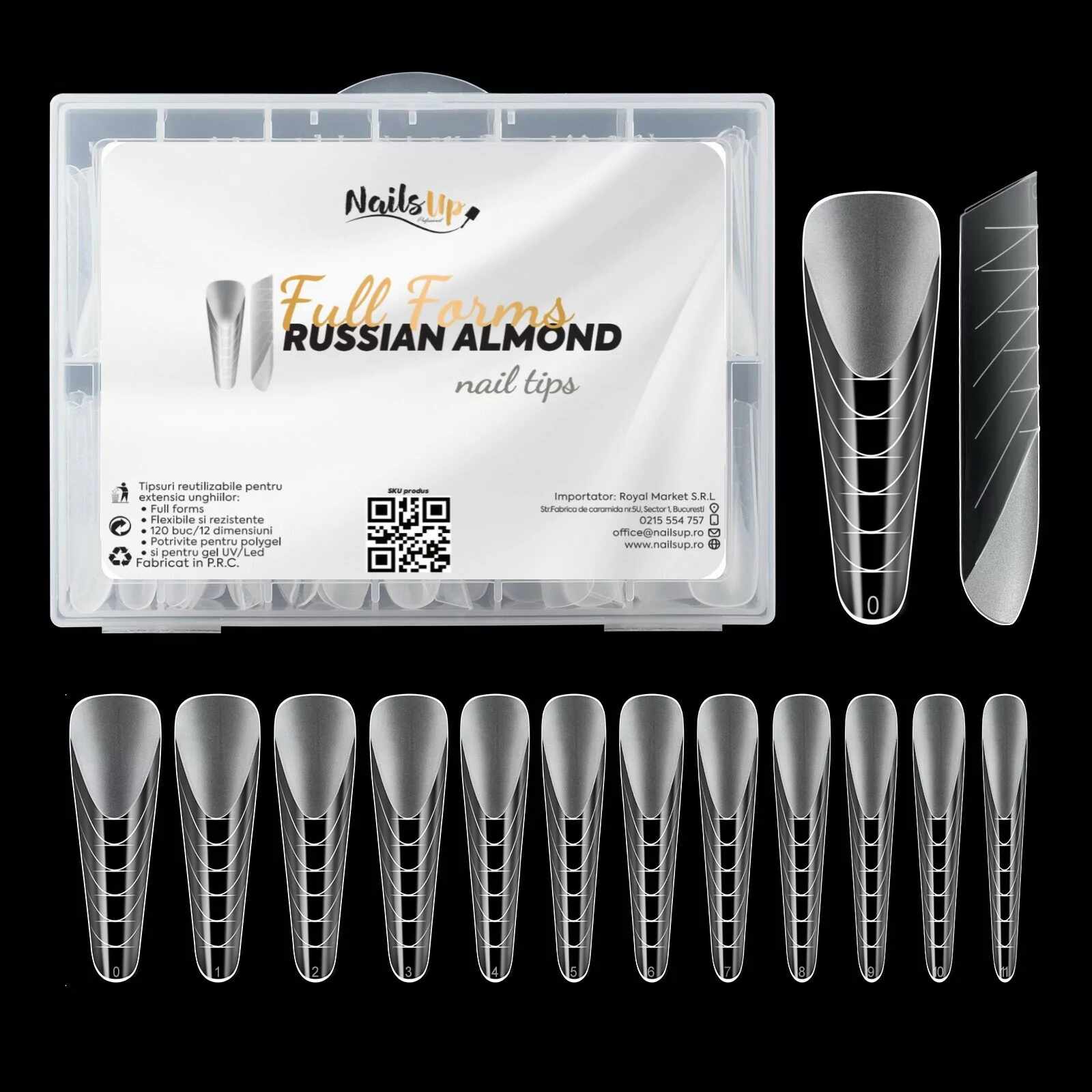 Tipsuri Reutilizabile NailsUp Full Forms Russian Almond 120Buc