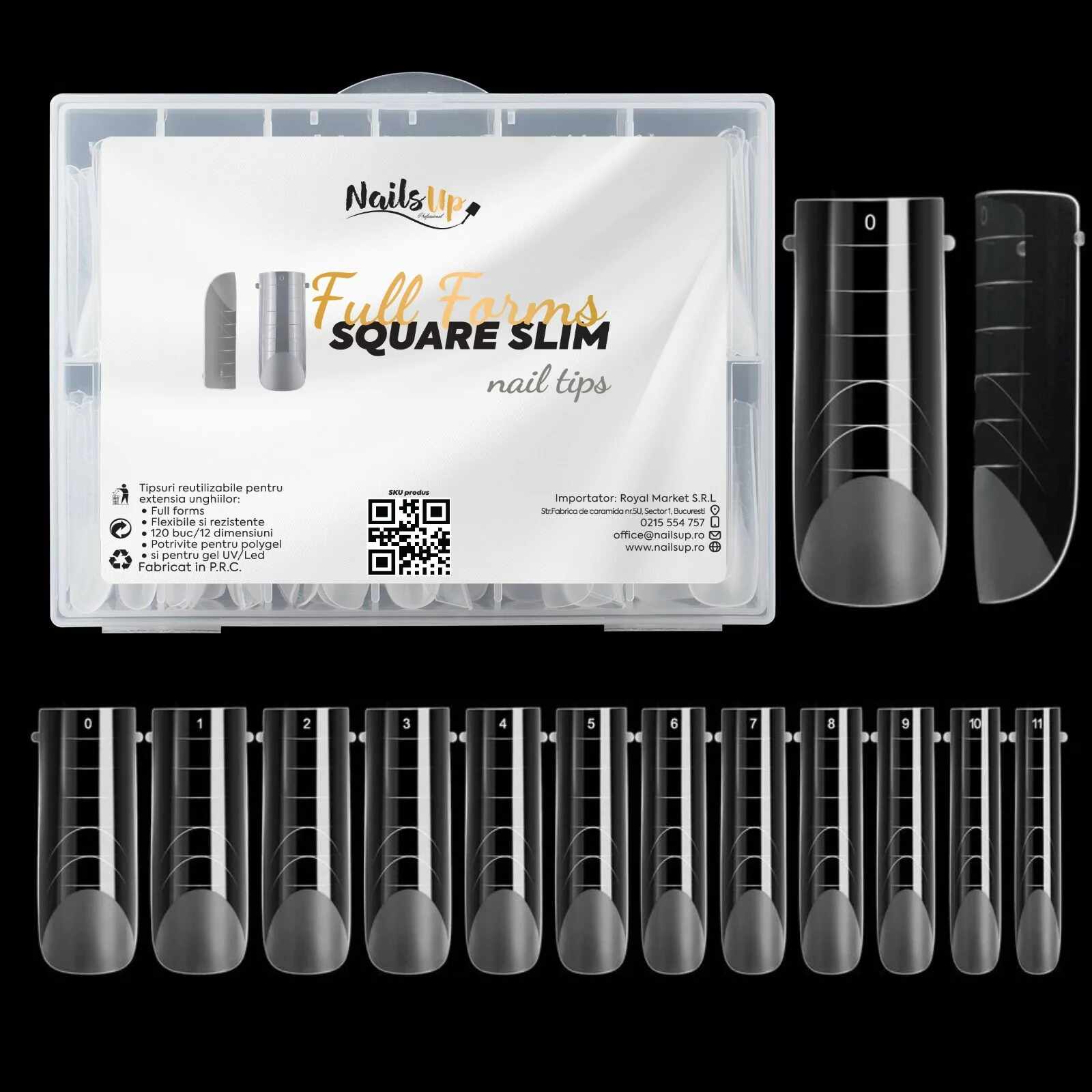 Tipsuri Reutilizabile NailsUp Full Forms Square Slim 120Buc