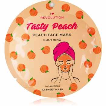 I Heart Revolution Tasty Peach mască textilă calmantă pentru piele sensibilă