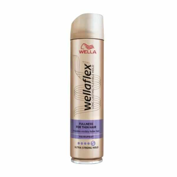 Fixativ pentru Par Subtire cu Fixare Ultra Puternica - Wella Wellaflex Hairspray Fullness Ultra Strong Hold, 250 ml