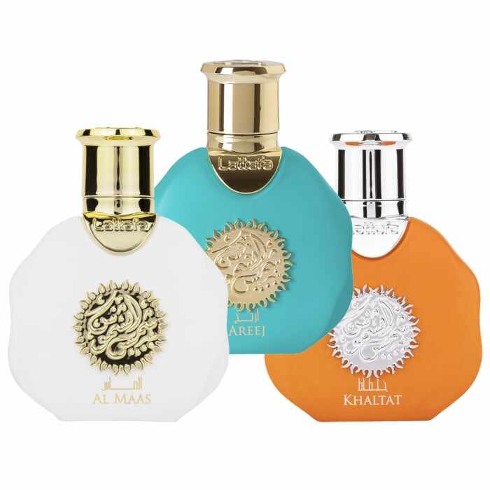 Pachet 3 parfumuri: Shams Al Shamoos Al Maas 30 ml, Areej 30 ml si Khaltat 30 ml