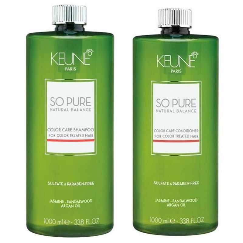 Pachet pentru Par Vopsit - Keune So Pure Natural Balance Color Care: Sampon 1000 ml si Balsam 1000 ml