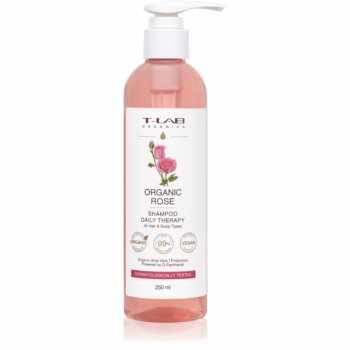 T-LAB Organics Organic Rose Daily Therapy Shampoo sampon cu efect calmant pentru toate tipurile de păr