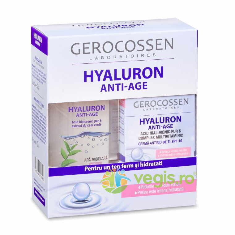 Crema Antirid de Zi SPF10 Hyaluron 50ml + Apa Micelara Hyaluron 300ml