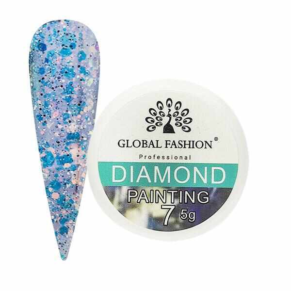 Gel color cu sclipici, Global Fashion,Diamond Painting Glitter Gel, 5 gr, Albastru 07