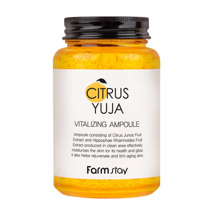 Ser (ampoule) de fata revitalizant cu efect antirid si luminozitate Farmstay Citrus Yuja Vitalizing 250ml