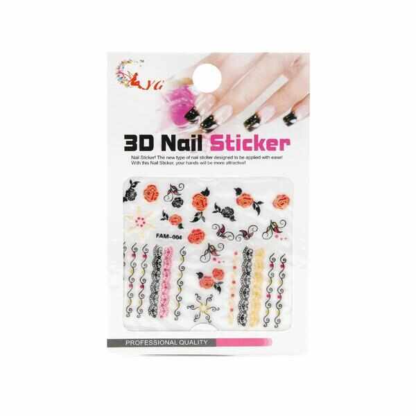 Sticker pentru unghii, Global Fashion, 3D Nail Sticker FAM-004, Multicolor, 1 set