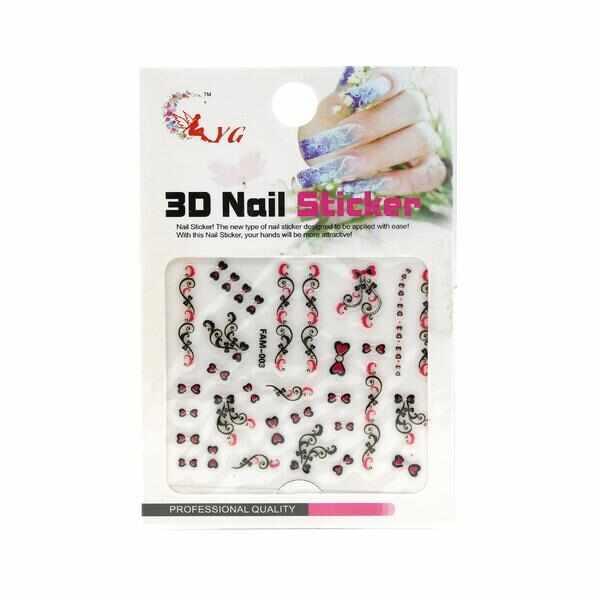 Sticker unghii, Global Fashion, 3D Nail Accessory, FAM-003, Multicolor, 1 set