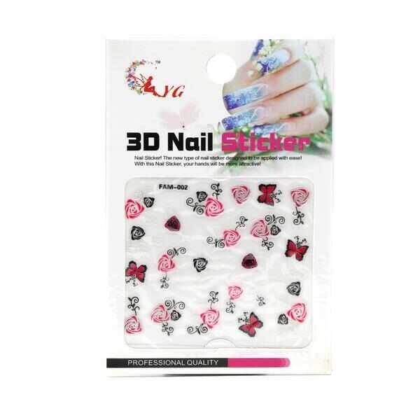Sticker unghii, Global Fashion, 3D Nail Sticker, Fam-002, Multicolor, 1 set