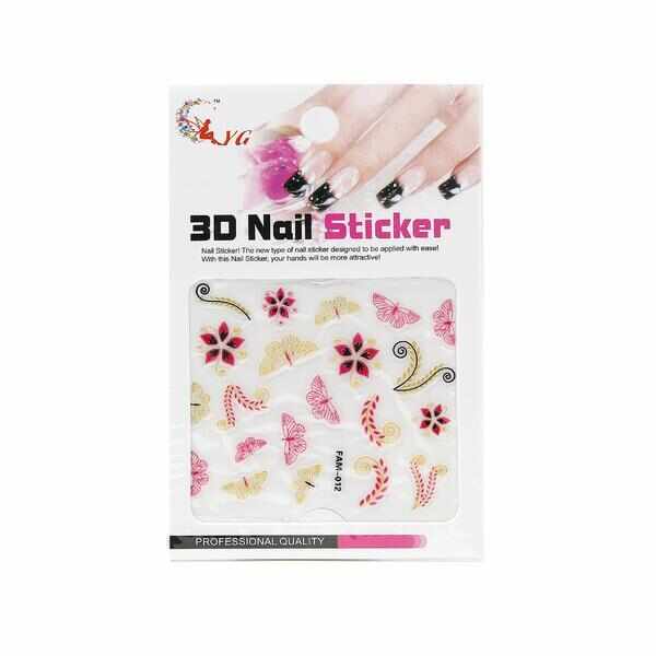 Sticker unghii, Global Fashion, 3D Nail Sticker FAM-012, Multicolor, 1 set