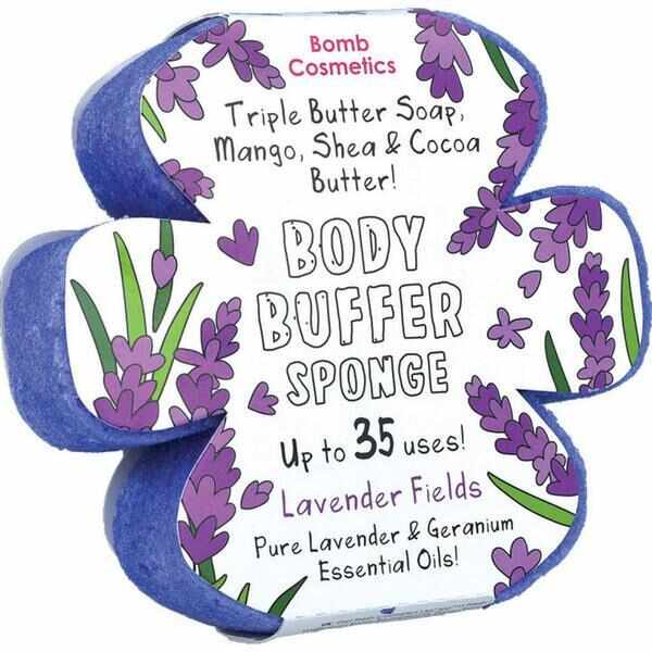 Sapun exfoliant cu burete Lavender Fields Body Buffer, Bomb Cosmetics, 200 g