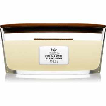 Woodwick White Tea & Jasmine lumânare parfumată cu fitil din lemn (hearthwick)