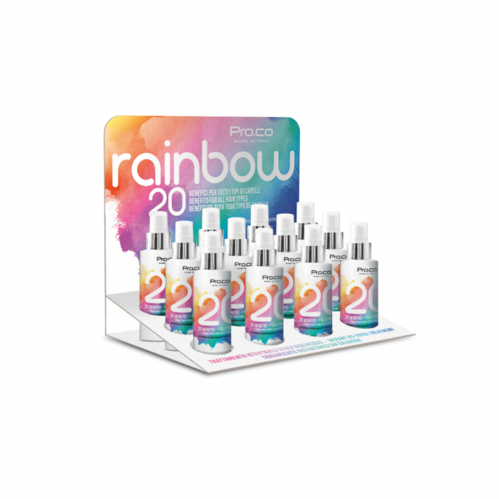 Set 12 RAINBOW - spray tratament par cu 20 de beneficii + EXPOZITOR CADOU