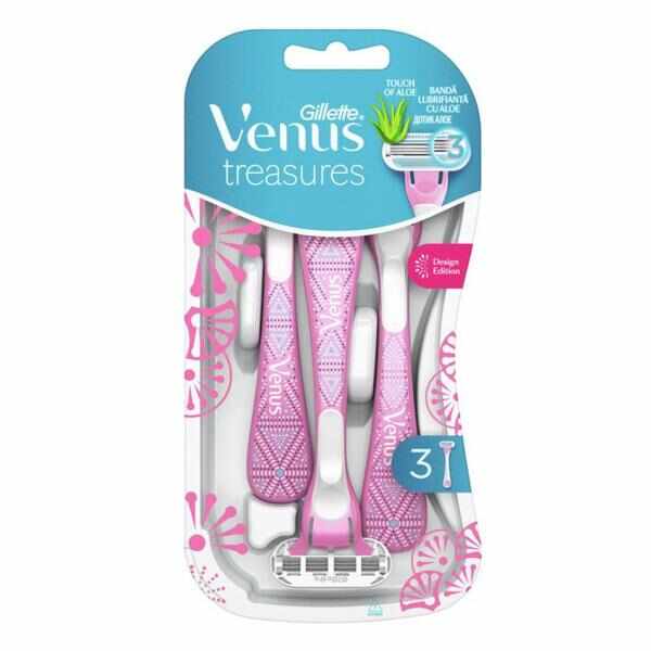 Aparat de Ras cu 3 Lame pentru Femei - Gillette Venus Treasures Pink, 3 buc