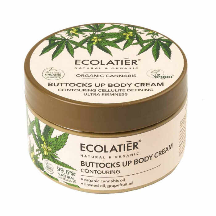 Crema de corp anticelulitica vegana Ecolatier Organic Cannabis Buttocks Up 250ml