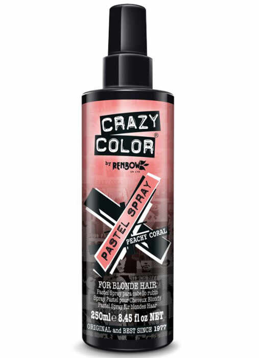 Spray colorant pentru parul blond, CRAZY COLOR Pastel Spray Peachy Coral, 250 ml