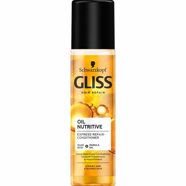 Balsam Spray Nutritiv pentru Par Stresat si Agasat - Schwarzkopf Gliss Hair Repair Oil Nutritive Express-Repair-Conditioner for Strawy and Strained Hair, 200 ml