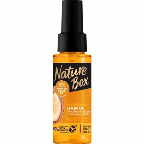 Ulei de Par Nutritiv cu Ulei de Argan Presat la Rece - Nature Box Nourishing Hair Oil with Cold Pressed Argan Oil, 70 ml