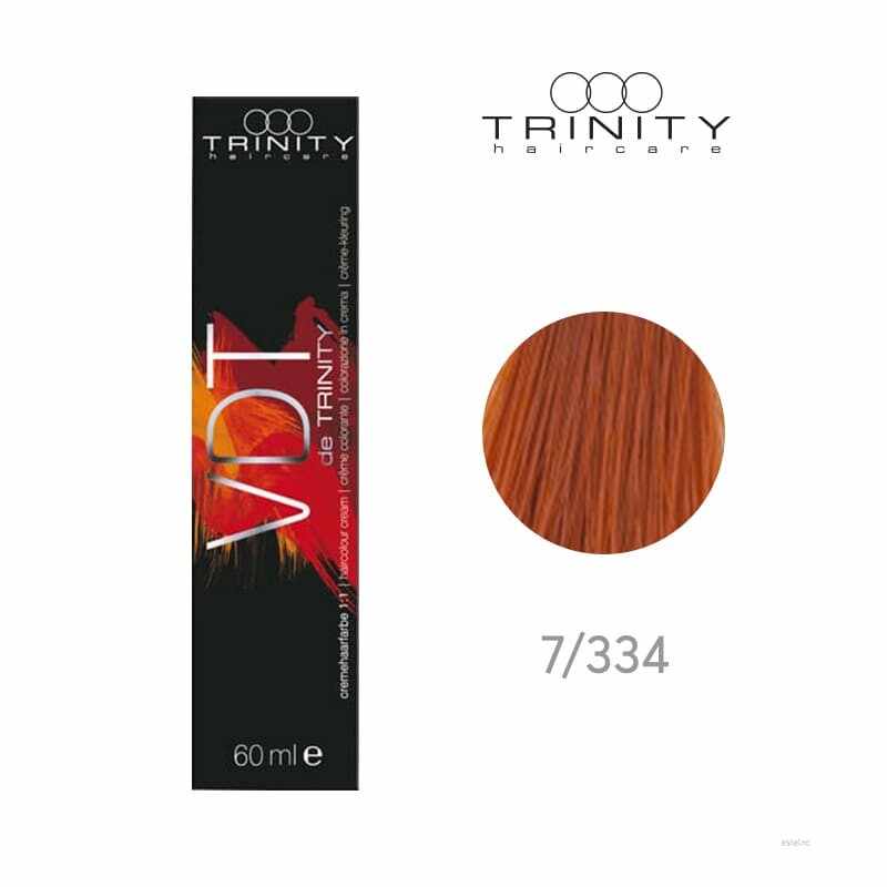 Vopsea crema pentru par VDT Trinity Haircare 7/334 Blond mediu auriu intens aramiu, 60 ml
