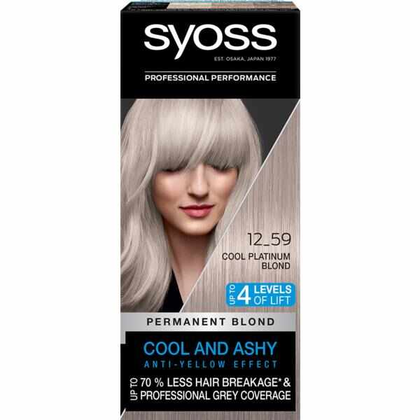 Vopsea de Par Permanenta - Syoss Professional Performance Permanent Blond Cool and Ashy Anti-Yellow Effect Baseline, nuanta 12_59 Cool Platinum Blond