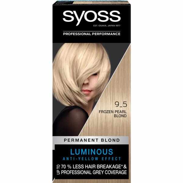 Vopsea de Par Permanenta - Syoss Professional Performance Permanent Blond Luminous Anti-Yellow Effect Baseline, nuanta 9_5 Frozen Pearl Blond