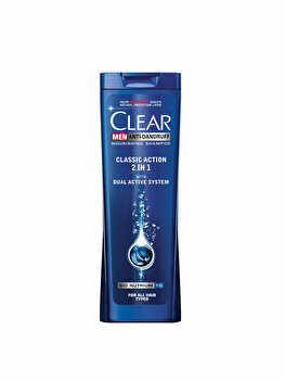 Sampon 2in1 pentru toate tipurile de par Clear Men Classic, 250 ml