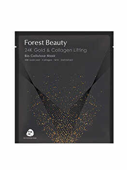 Masca de fata Forest Beauty 24k Nano Gold & Collagen Lifting Bio Cellulose, 30 ml
