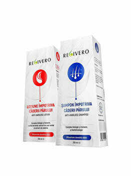 Tratament natural profesional impotriva caderii parului Regivero (Lotiune, 250 ml + Sampon, 250 ml)
