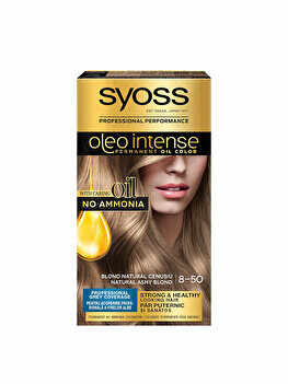 Vopsea de par permanenta fara amoniac Syoss, Oleo Intense, 8-50 Blond Natural Cenusiu, 115 ml
