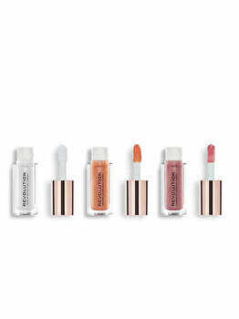 Set luciu de buze Makeup Revolution London, Lip gloss set Shimmer Bomb Mini Collection, (3 x 1.8 ml)
