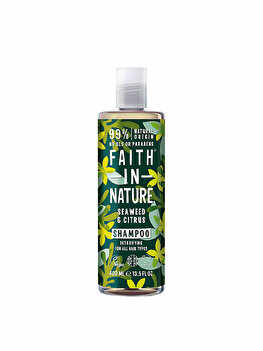Sampon natural detoxifiant pentru toate tipurile de par Faith in Nature, cu alge marine si citrice, 400 ml