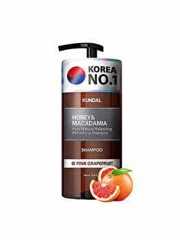 Sampon hipoalergenic natural si extra-hidratant, cu miere si macadamia, Kundal, Pink Grapefruit, 500 ml