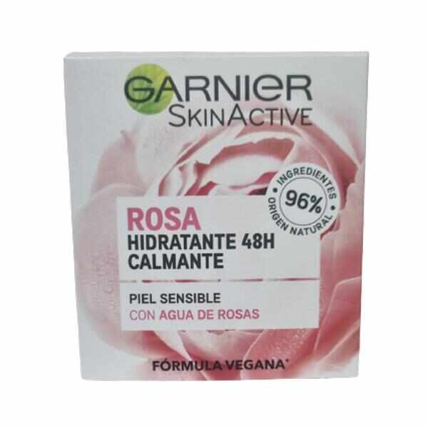 Crema Faciala Hidratanta cu Apa de Trandafiri pentru Piele Sensibila - Garnier SkinActive Rosa Hidratante Calmante 48H con Agua de Rosas Piel Sensibile, 50 ml
