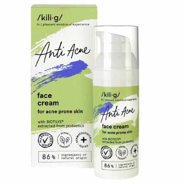 Crema Faciala pentru Ten Sensibil Predispus la Acnee Kilig Anti Acne, 50 ml