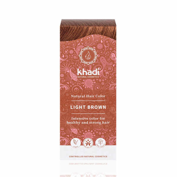 Light Brown, vopsea de par naturala - Saten Deschis, Khadi, 100g