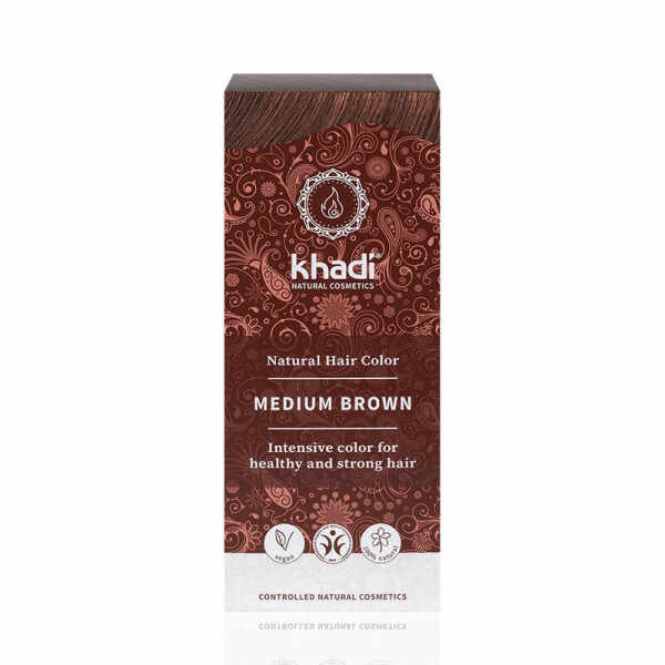 Medium Brown, vopsea de par naturala - Saten Mediu, Khadi, 100g