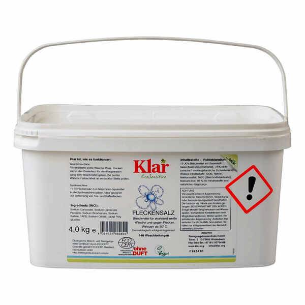 Inalbitor natural pentru rufe si sare pentru pete, Klar, 4 kg