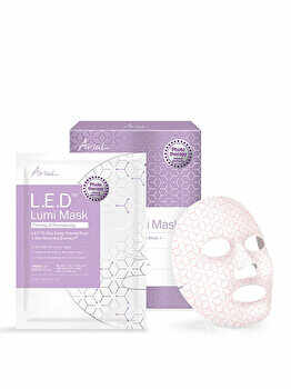 Set masti faciale servetel cu terapie luminoasa, efect de fermitate si revitalizare, pentru toate tipurile de ten, Ariul, LED Lumi Mask, 5 buc. x 18 ml