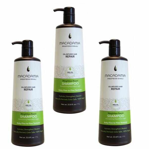 Pachet 3 x Sampon Hidratant pentru Par Fin - Macadamia Professional Weightless Repair Shampoo 1000 ml