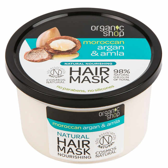 Masca hranitoare pentru par cu Argan Pur Marcoan si Coacaze Indiene, Organic Shop Hair Mask, Ingrediente 98% Naturale, 250 ml 