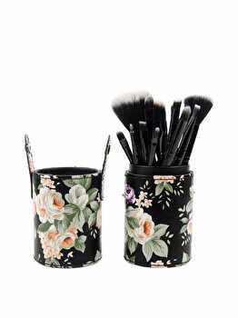 Set Makeup 12 pensule machiaj, Etui depozitare, Floral