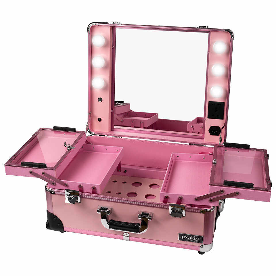 Statie Makeup Portabila Profesionala cu Lumini, Pink Delight - LUXORISE