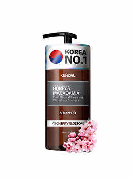 Sampon hipoalergenic natural si extra-hidratant, cu miere si macadamia, Kundal, Cherry Blossom, 500 ml