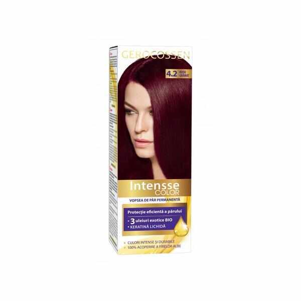 Vopsea de păr permanentă Gerocossen Intensse Color 4.2 Roşu Granat, 50ml