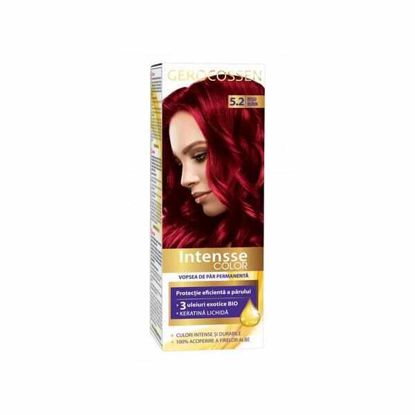 Vopsea de păr permanentă Gerocossen Intensse Color 5.2 Roşu Rubin, 50ml